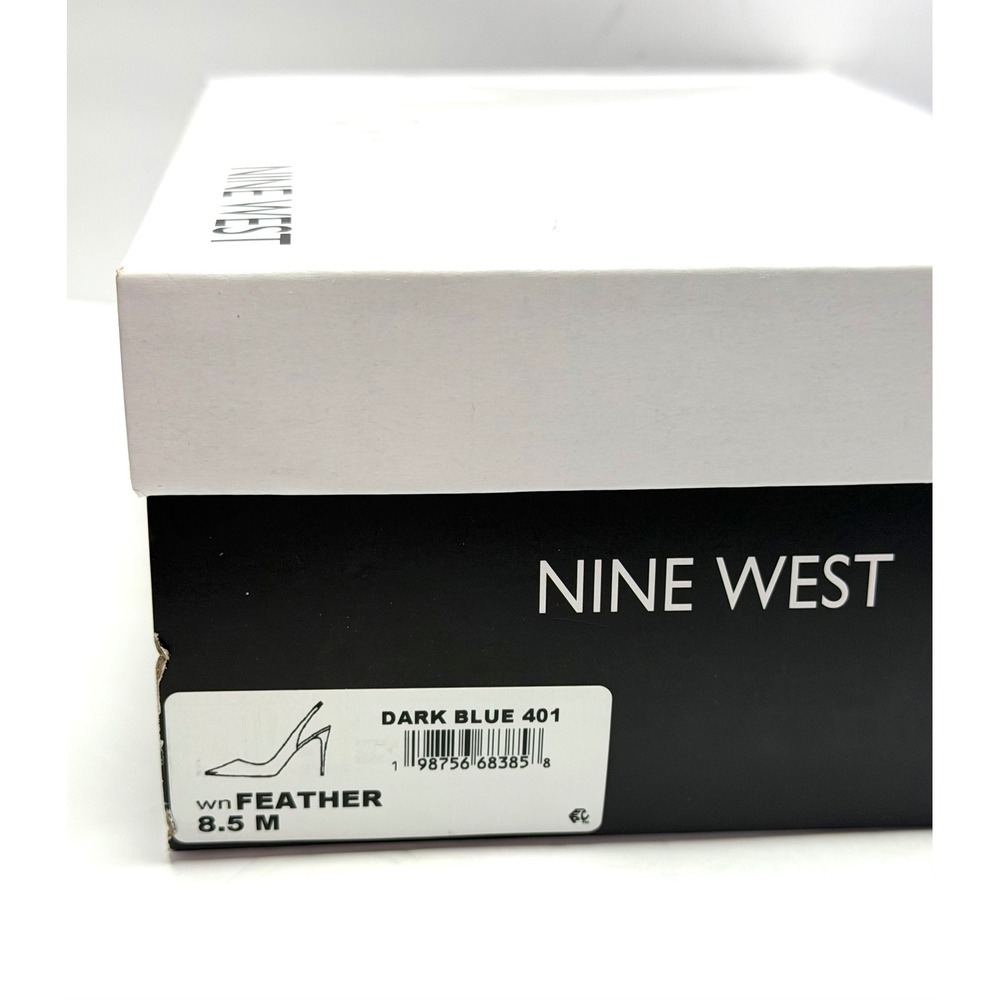 Nine West Women's Feather Slingback Stiletto Pumps Dark Blue 8.5M NWT and BOX - Picture 11 of 11